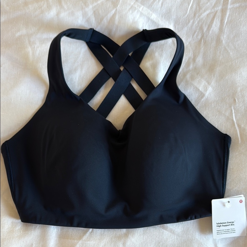 Lululemon Energy high support Black Sports Bra with Criss-Cross Straps